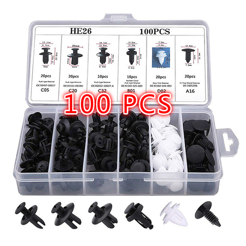 100PCS Mixed Auto Fastener Clip Car Body Push Retainer Pin Rivet Bumper Door Trim Panel Retainer Fastener Kit Universal ► Photo 1/6