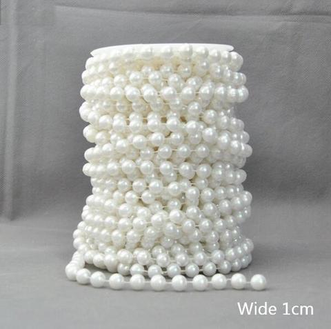 1M White Beaded Trim Multi-Size Lace Crystal Beads ABS Imitation Pearl Beads Trim For Wedding Dress Costume Applique Crafts VG33 ► Photo 1/4