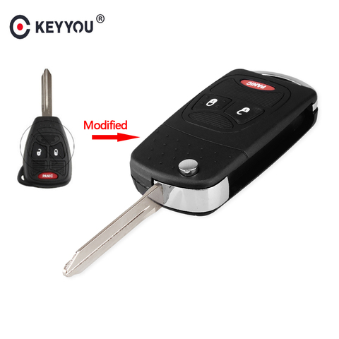 KEYYOU 3 Button Modified Flip Folding Remote Key Shell For Chrysler For Jeep For Dodge Ram 1500 Caliber Nitro Ram 2500 Ram 3500 ► Photo 1/6