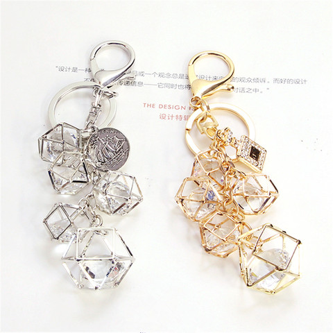 Elegant Crystal Rhinestone Geometric Keychain For Women Girls Gold Color Metal Car Key Rings Creative Fashion Jewelry Gift Q-005 ► Photo 1/6