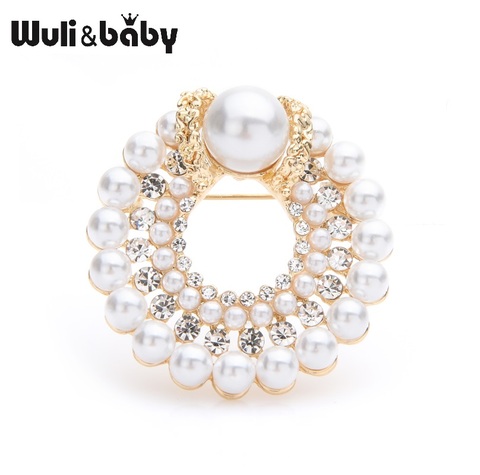 Wuli&baby Pearl Round Flower Brooches Women Weddings Brooch Pins Mom's Gifts ► Photo 1/4