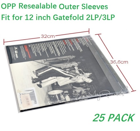 25 Resealable 4.7 Mil Plastic Vinyl Record Outer Sleeves for GATEFOLD 2LP 3LP ► Photo 1/6