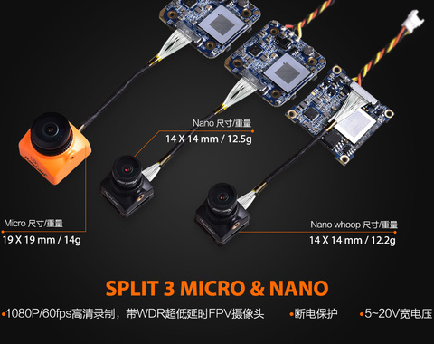 Runcam Split 3 Nano /Split 3 Micro Dc5-20v 1080p/60fps Hd Recording  Fpv Camera Pal/ntsc Switchable  for rc drone ► Photo 1/6