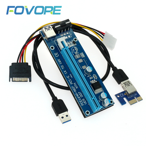 PCI-E Riser Card PCI Express X1 to X16 Adapter 0.6M USB 3.0 Cable SATA 4Pin Power for Mining Bitcoin Miner ► Photo 1/6