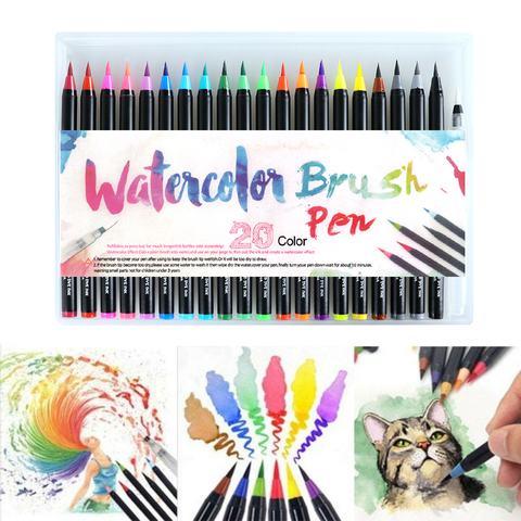 20PCS Colors Art Marker Watercolor Brush Pens for School Supplies Stationery Drawing Coloring Books Manga Calligraphy ► Photo 1/5