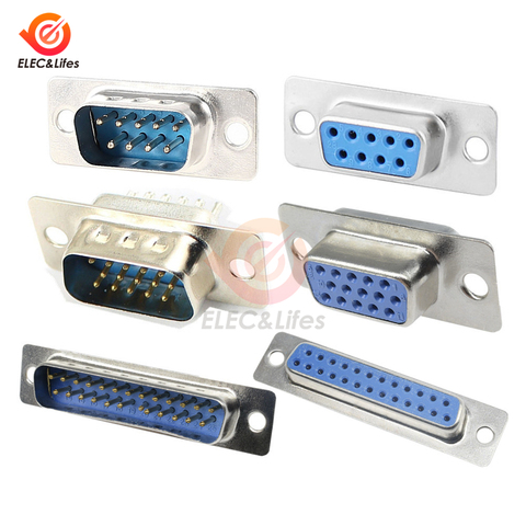 10PCS D-SUB DB9 DB15 DB25 Adapter 9/15/25 Pin Male Female connector Welded RS232 Serial VGA Female male Plug Socket connector ► Photo 1/6