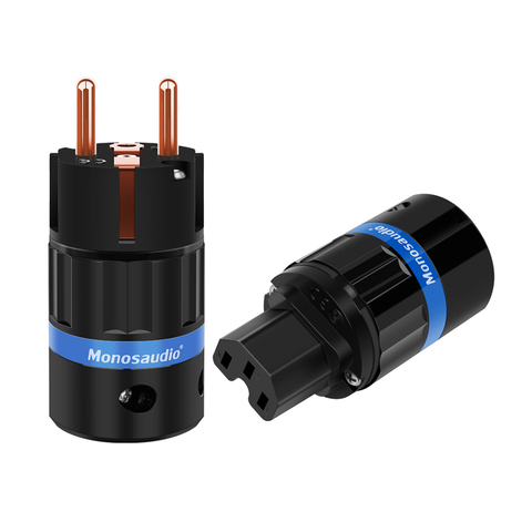 Monosaudio E104/F104 Pure Copper EU version Power Plug European Male connector Schuko supply power cable jack+IEC Female Plug ► Photo 1/6