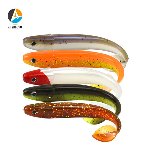 AI-SHOUYU 4pcs Soft Fishing Lure 130mm/10g T TailSoft Worm Silicone Bait Swimbait Bass Shad Wobbler  Double Color Soft Bait ► Photo 1/6