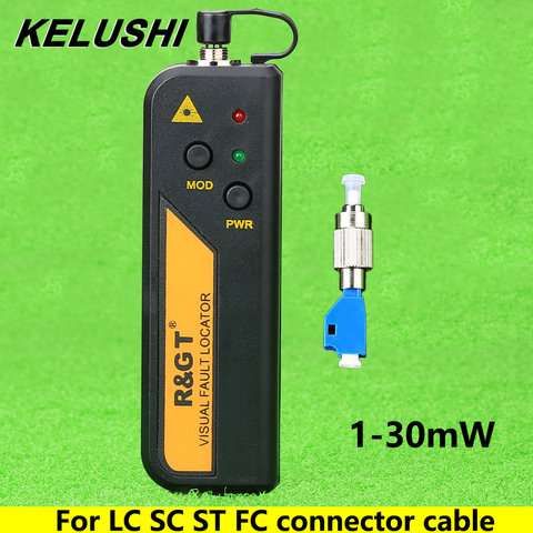 KELUSHI 1/10/20/30mW Visual Fault Locator Fiber Optic Cable Tester LC/FC/SC/ST Adapter Red light Source test fault detector 1-30 ► Photo 1/6