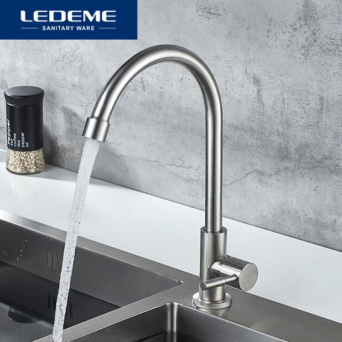 LEDEME Kitchen Faucet 360 Rotate Mixer Faucet for Kitchen Design Single Cold Deck Mounted Crane Sinks Faucets L74195 ► Photo 1/6