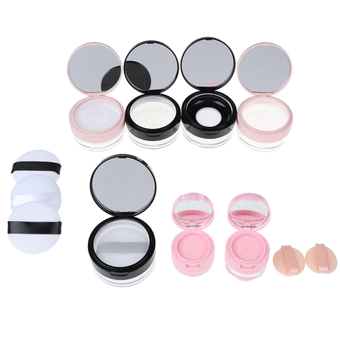 Portable Plastic Powder Box Empty Loose Powder Pot With Sieve Mirror Cosmetic Sifter Loose Jar Travel Makeup Container ► Photo 1/6
