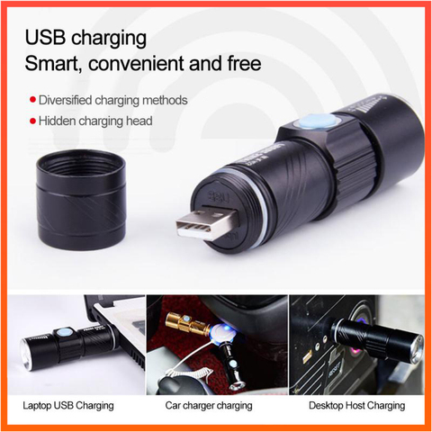 New Mini USB LED Flashlight Torch Outdoor Camping Light Rechargeable Waterproof Lamp Bicycle Handy Light bike accessories 8 ► Photo 1/6