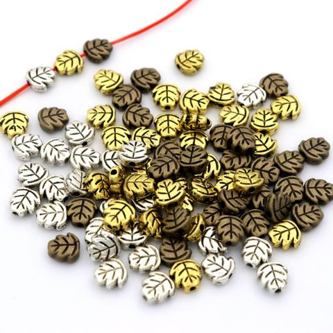 100Pcs 7mm Leaf Shape Loose Tibetan Silver Charms Spacer Metal Beads For Jewelry Making Needlework DIY Bracelet Accessories ► Photo 1/5