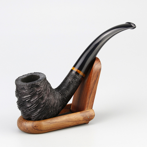 Classic Black Briar Pipe Random Engraved Briar Wood Pipe 9mm Filter Smoke Tobacco Pipe free tools gift set Briar Smoking Pipe ► Photo 1/6