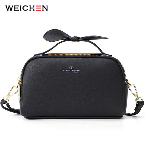 WEICHEN NEW 2 Zipper Layers Women Handbag Soft Leather Ladies Bow Design Shoulder Bags Female Messenger Crossbody Bag Bolsa Sac ► Photo 1/6