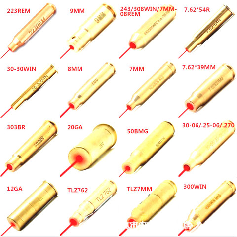 New CAL:40mm 223REM 9MM 7.62X54R 12GA 8X57JS Red Dot Laser Brass Boresight CAL Cartridge Bore Sighter For Scope Hunting ► Photo 1/5