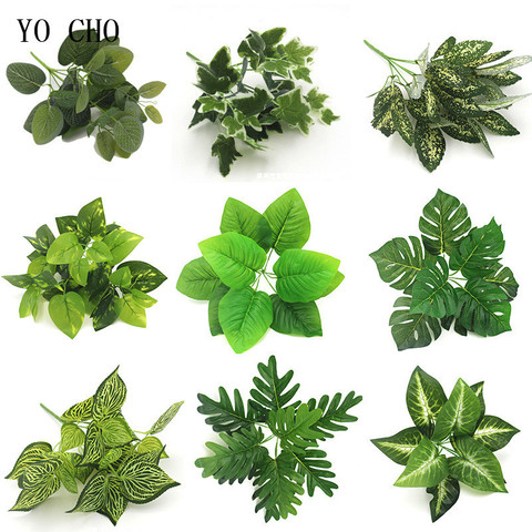 Artificial Flowers Fake Plastic Leaf Garland Foliage Green Plant for Home Garden Wedding Party Decorations Plante Artificielle ► Photo 1/6