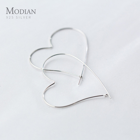 MODIAN Hot Sale Fashion Simple Charm Hearts Earrings 925 Sterling Silver Classic Big Hoop Earrings For Women Wedding Jewelry ► Photo 1/5