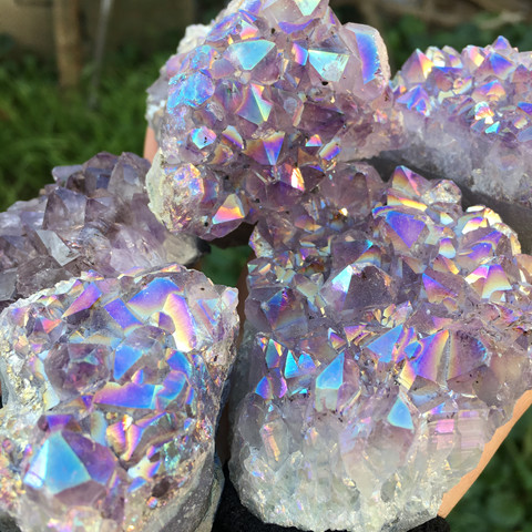 lovely rainbow angel aura crazy amethyst clusters natural quartz crystal rough lealing stone for children gifts ► Photo 1/6