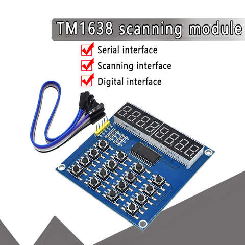 TM1638 Digital LED Display 8-Bit Digital Tube Board 3-Wire 16 Keys 8 Bits Keyboard Scan And KEY LED Module For Arduino ► Photo 1/6