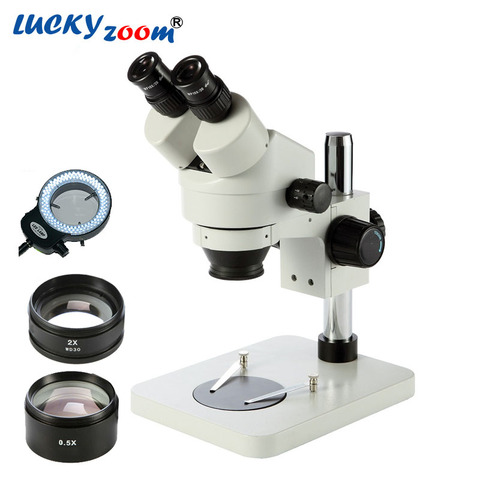 Professional 3.5X-90X Table Pillar Stand Zoom Binocular Stereo Microscope Inspection PCB Repair Microscopio 144 LED Light Source ► Photo 1/6