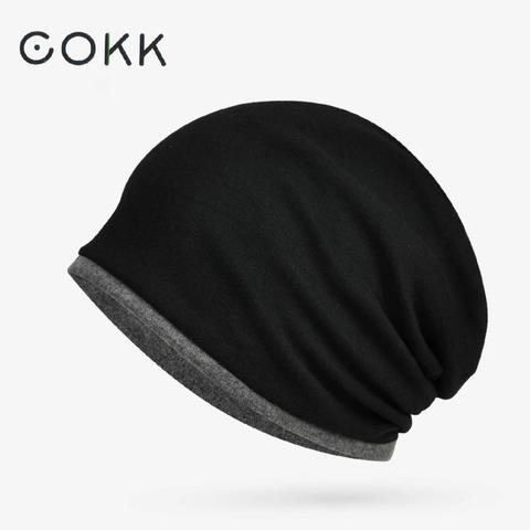 COKK Ear Hat Beanie Winter Hats For Women Ladies Cotton Beanies Bonnet Spring Winter Women Skullies Mens Hats Black Baggy Cap ► Photo 1/6