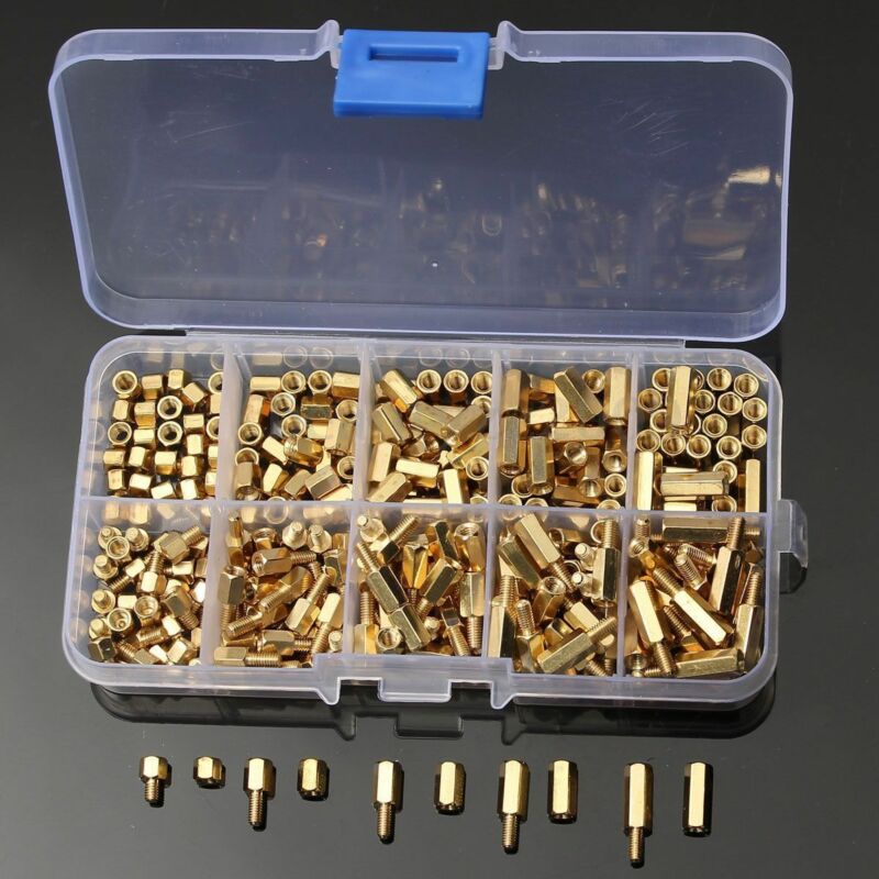 300X 10 Types M3 Brass Standoff/Spacer And Brass Hex Stand-Off Pillars Tools Kit 