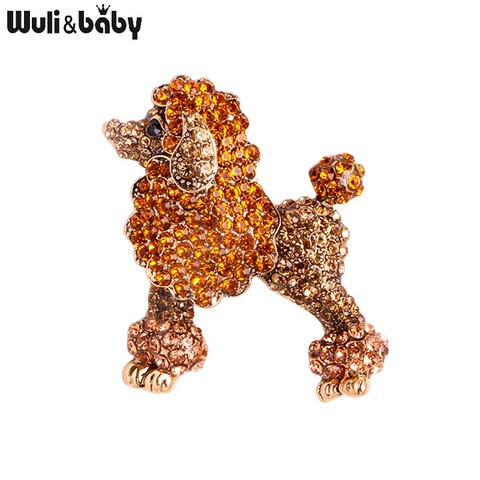 Wuli&baby Sparkling Rhinestone Poodle Dog Brooches Women 2-color Animal Party Casual Brooch Pins Gifts ► Photo 1/5