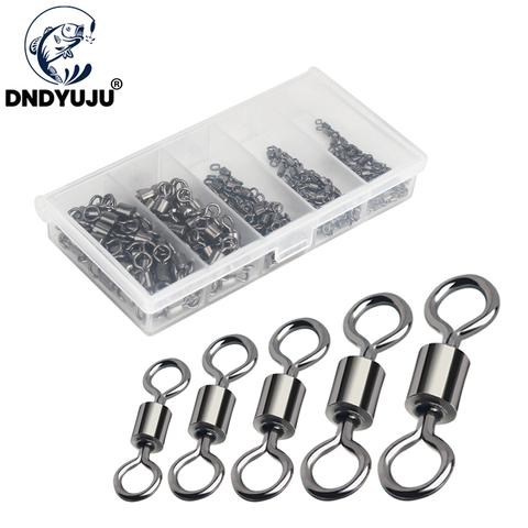 DNDYUJU 200pcs Bearing Swivel Fishing Connector Mixed Size 1#-12# Barrel Rolling Solid Rings For Fishhook Lure Link Tackle ► Photo 1/5