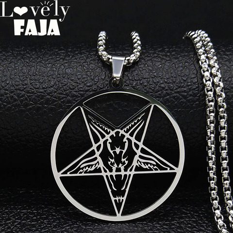 Large Talisman Baphomet Stainless Steel Necklace Pendant for Men/Women Goat PIN Jewerly Satanic PIN Lucifer Patch collier homme ► Photo 1/6