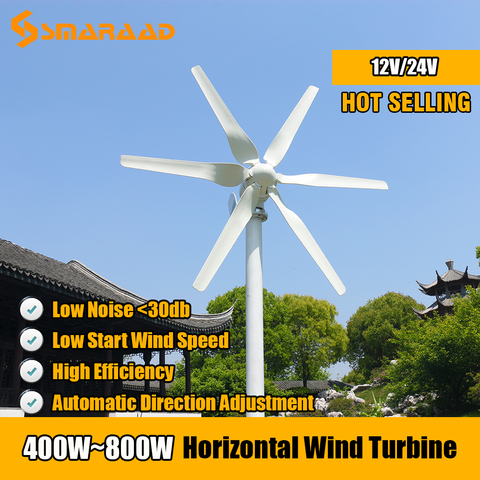 2022 New Windmill 3/5/6 Blades Free Energy Wind Turbine Generator 400w 600w 800w 12v 24v HighEfficient For Home Yacht Farm ► Photo 1/6