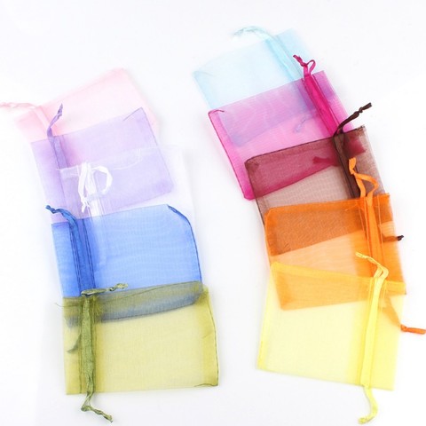 50pcs7x9/9x12/10x15/13x18cm Organza Gift Bags Drawable Wedding Party Fashion Bags Display Packaging Jewelry Pouches ► Photo 1/6
