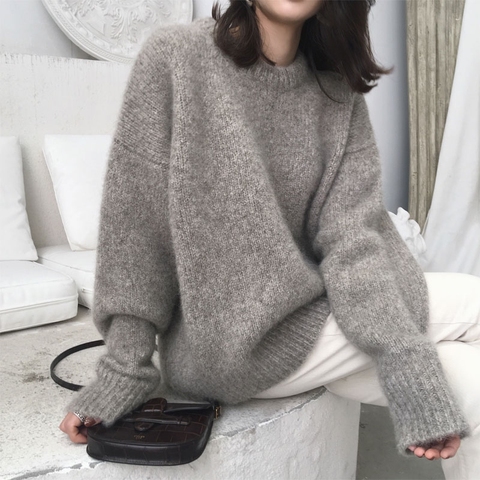 Thick Oversize Sweater Women Jumper 2022 Autumn Winter Wool Cashmere Warm Clothes Pull Femme Hiver Knitted Pullover ► Photo 1/6