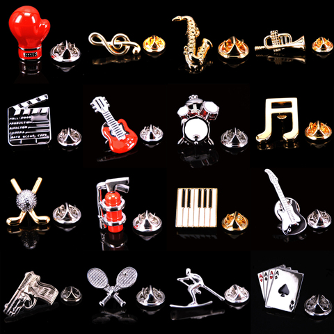 Music series design piano drum violin Saxophone Brooch fashion high quality men's Pin Badge ► Photo 1/6