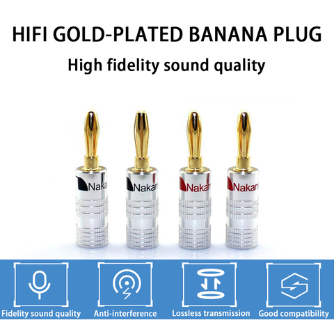 YYAUDIO 8pcs/lot! Black Red High Quality 4mm Banana Plug For Video 24K Gold Plated Speaker Copper Adapter Audio Connector FLM ► Photo 1/6