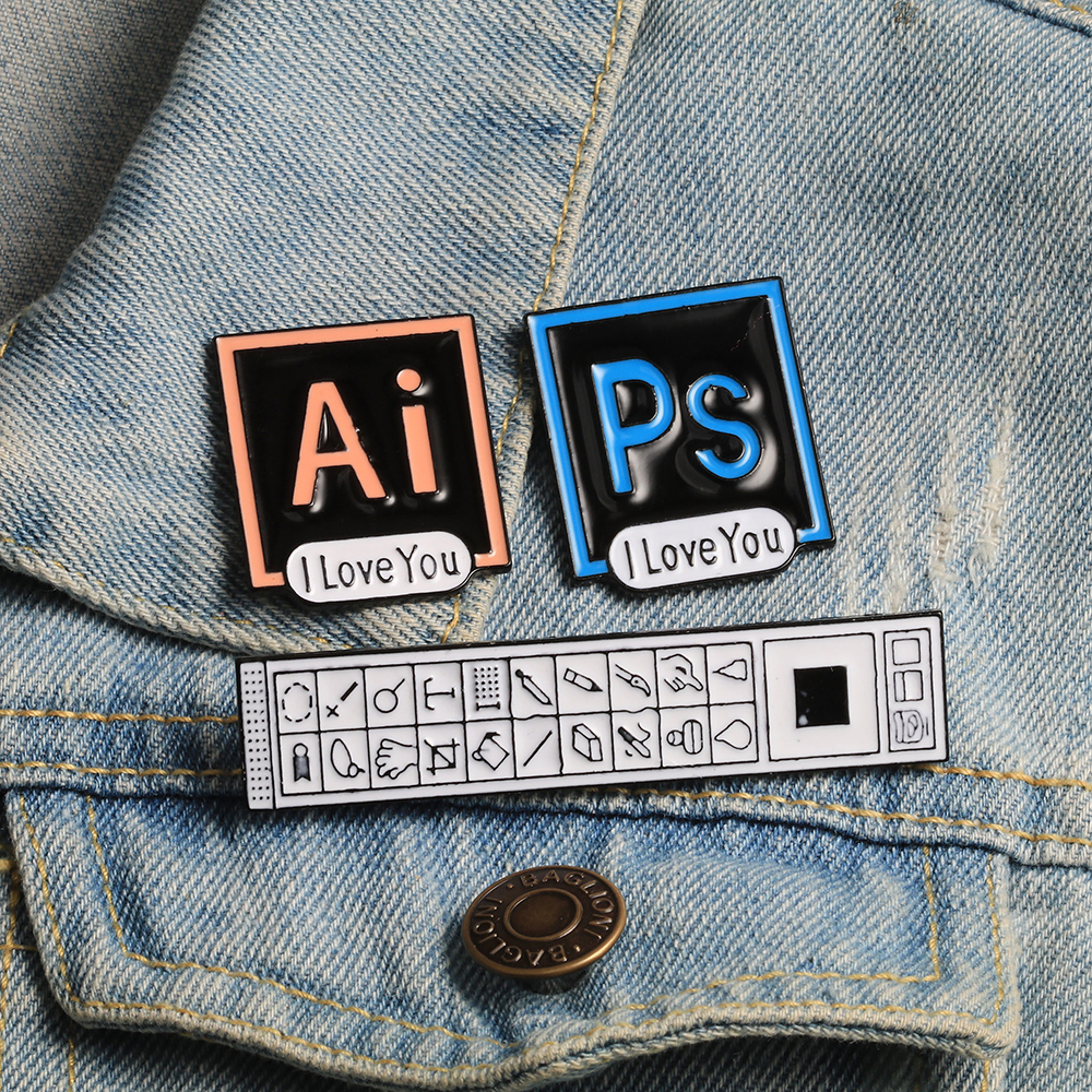 Buy Online Ps Ai Enamel Pins I Love You Photoshop Illustrator Brooch Toolbar Badge Software Designer Denim Lapel Pin Creative Jewelry Alitools