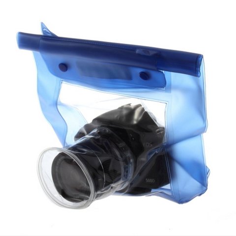 Waterproof Underwater Housing Camera Case Dry Bag for Canon 5D/7D/450D/60D DSLR Camera PVC TPU. Blue Briefcases ► Photo 1/6