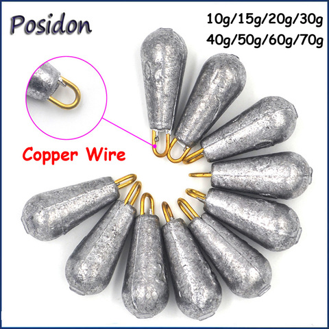 Posidon 5PCS/Lot Weight Size 10g/15g/20g/30g/40g/50g/60g/70g Water Droplets Lead Weights Fishing Oval Split Shot Lead Sinkers ► Photo 1/5