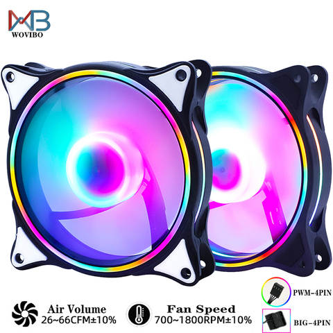 2022 RGB 120mm Fan PWM 4 PIN Silent Quiet D-Type 4PIN For Computer Case CPU Cooler Radiator Ventilador 12V DC Adjust Fans Speed ► Photo 1/6