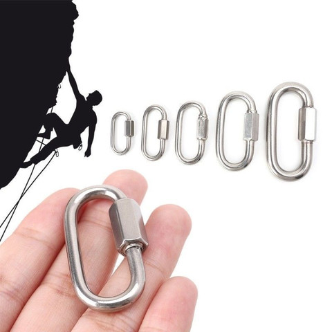 Climbing Carabiner Stainless Steel Carabiner Keychain Outdoor Camping Climbing Gear Carabiner Quick Links Safety Snap Hook ► Photo 1/6