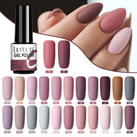 LILYCUTE 7ml UV Nail Gel Polish Autumn Winter Color Semi Permanent Matte Top Coat Needed Soak Off UV LED Nail Art Gel Varnish ► Photo 1/6