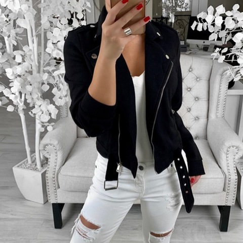 Autumn Women Basic Jackets 2022 Black Slim Lady Jacket Sweet Female Zipper Femme Outwear Plus Size Coats Long Sleeve Jackets 3XL ► Photo 1/6