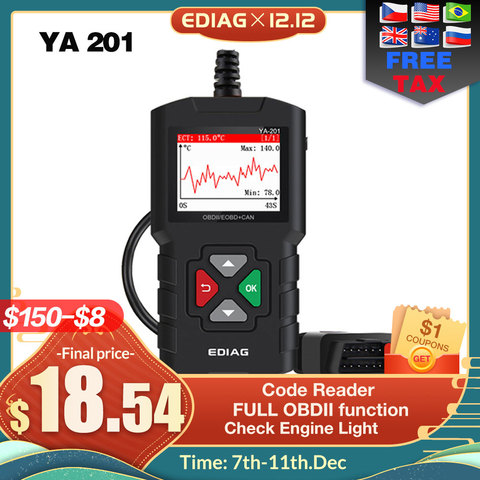 EDIAG YA201 OBD2 code reader Upgrade USB FREE Lifetime YA-201 OBD II Scanner Engine Car Diagnostic Tool better than CR3001 KW590 ► Photo 1/6