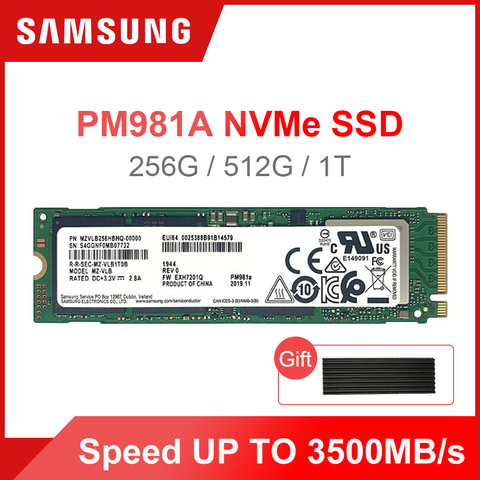 SAMSUNG M.2 SSD PM981A 256GB 512GB 1TB Internal Solid State Drives  M2 NVMe PCIe 3.0 x4  Laptop Desktop SSD with HeatSink ► Photo 1/6