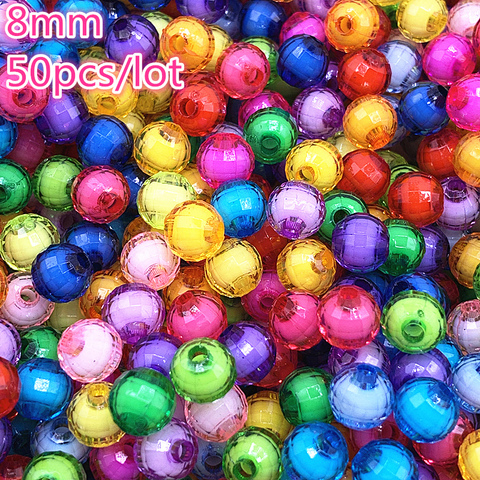 Wholesale 50pcs 8mm Faceted Earth Acrylic Loose Spacer Beads for Jewelry Making DIY Bracelet ► Photo 1/6