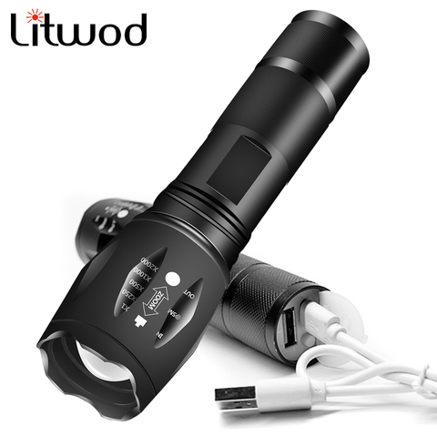Litwod z30 USB charger Tactical Flashlight Torch CREE XM-L2 T6 Zoom led flashlight usb powerbank 18650 rechargable flashlight ► Photo 1/6