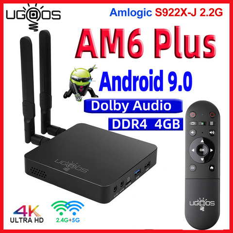UGOOS AM6 Plus Android 9.0 TV BOX DDR4 4GB RAM 32GB ROM AM6 Pro Amlogic S922X 4K Media Player AM6 2G 16G TVbox 2.4/5G WiFi 1000M ► Photo 1/6
