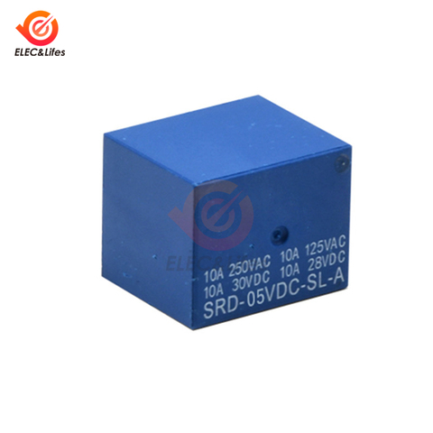 5Pcs 5V DC Relays SRD-05VDC-SL-A SRD-12VDC-SL-A SRD-24VDC-SL-A SRD-48VDC-SL-A 5V 12V 24V 48V 10A 250VAC PCB 4PIN T73 ► Photo 1/6