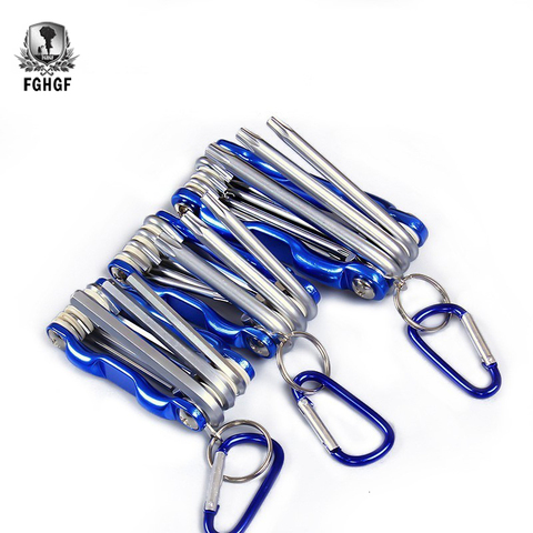 Folding Portable Hexagonal Wrench Set Metal Metric Chave Torx Allen Key Hex Screwdriver Wrenches Hand Tool Llave Hexagon Spanner ► Photo 1/6