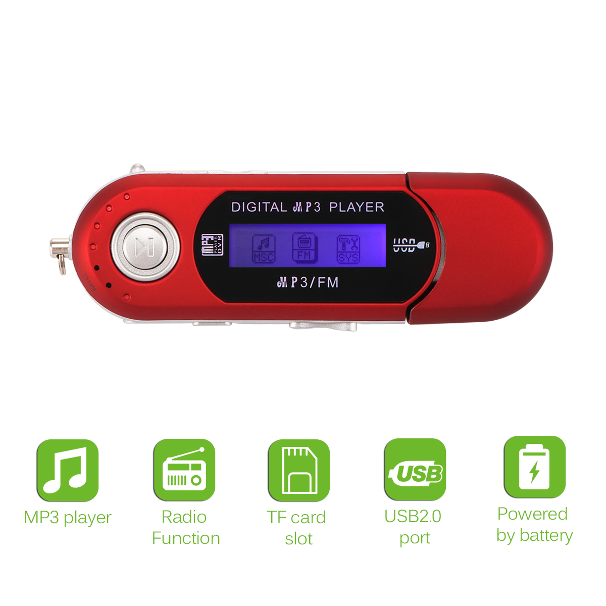 USB Mini MP3 Music Player Digital LCD Screen Support 32GB TF Card&FM Radio US 